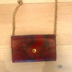 Michael Kors Red Snakeskin Leather Phone Crossbody